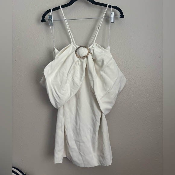 Elliatt Artic bow off the shoulder cocktail mini dress sz L - Picture 2 of 11